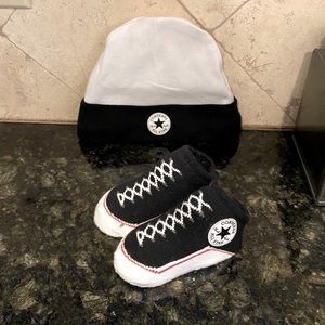 Converse baby beanie and booties.